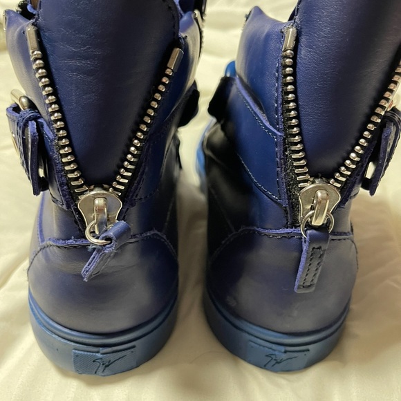 Zanotti royal blue/cobalt high top sneakers. - Picture 7 of 9
